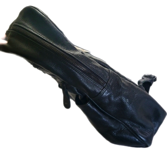 Roots full leather pebbled leather backpack medium large black unisex - Picture 4 of 12